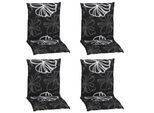 NYVI Gartenstuhl-Auflage Barcelona – Niedriglehnerauflage für Gartenstühle Dessin:Black Flower;Anzahl:4er Set