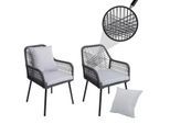 2er-Set Gartenstuhl MCW-O12, Outdoor Sitz-/Rückenpolster Aluminium Seilgeflecht Rope ~ anthrazit, Bezug grau