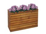 Pflanzkasten MCW-L21, Pflanzkübel Blumentopf Hochbeet, eckig 41x63x23cm Outdoor Akazie Holz MVG-zertifiziert ~ braun