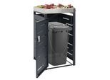 1er-Mülltonnenverkleidung MCW-H40b, Mülltonnenbox, Pflanzkasten Edelstahl-Metall-Kombi 24kg 110x60x62cm erweiterbar