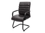 Konferenzstuhl MCW-H31, Esszimmerstuhl Freischwinger Stuhl, Vintage Wildleder-Optik Metall MVG ~ Kunstleder schwarz