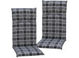 NYVI Gartenstuhl-Auflage Barcelona – Hochlehnerauflage für Gartenstühle Anzahl:2er Set;Dessin:Grau / Anthrazit Karo