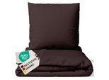 NYVI Bettwäsche Set DreamScience Renforcé Uni - Atmungsaktiv & Weich - 100% Baumwolle - Mit Reißverschluss Größe:155x220 + 80x80 cm;Farbe:braun