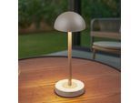 Lindby LED-Akku-Tischlampe Pippin, gold/travertin, IP44