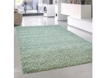 Hochflor-Teppich CARPET CITY "Pastell Shaggy300" Gr. 8, grün (hellgrün), B:300cm H:30mm L:400cm, Kunstfaser, Teppiche, Shaggy Hochflor Teppich, Uni Farben, Weich