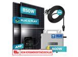 SUNNIVA® 850W Balkonkraftwerk 800W komplett Steckdose - Ecoflow Stream 800W Micro Wechselrichter - PV Solaranlage Komplettset - 2x 425W (850W) Solarmodule - inkl. 5m Kabel - Bluetooth, WIFI