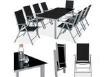 tectake® Aluminium Sitzgruppe, mit Aluminiumgestell, für 8 Personen, UV-beständig, Tisch mit Sicherheitsglasplatten und Ausgleichsschrauben