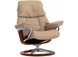 Relaxsessel STRESSLESS "Ruby", braun (latte batick), B:76cm H:100cm T:75cm, Leder PALOMA: durchgefärbtes Semianilin-Möbelleder;Leder BATICK: durchgefärbtes und genarbtes Möbelleder, Sessel, Relaxsessel, mit Signature Base, Größe S, Gestell Eiche, Wenge, Braun & Schwarz