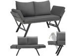 tectake® Rattan-Loungesofa, 2in1 Funktion, Dicke des Sitzpolsters 7 cm, abnehmbare Polyesterbezüge, 157 x 61 x 89 cm