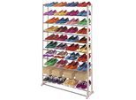Schuhregal Schuhablage, Kunststoff, Metall Querstreben, weiß ~ für 40 Paar Schuhe
