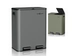 MAXCRAFT Mülleimer / Treteimer mit Soft Close Deckel und 2 Inneneimern - 60 Liter in Anthrazit