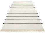 Wollteppich ESPRIT "Lina ESP-2205", schwarz (beige, schwarz), B:160cm H:5mm L:230cm, Baumwolle, Schurwolle, Teppiche, Fransenteppich, Naturfaserteppich mit Fransen, modernes Design, Wohnzimmer
