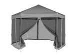 vidaXL Hexagonal Pop-Up Zelt mit 6 Seitenwänden Grau 3,6x3,1 m