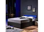 HOME DELUXE LED Bett Nube mit Schubladen und Matratze, 180 x 200cm - versch. Ausführungen - Dunkelgrau