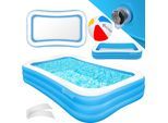 KESSER® Aufblasbarer Pool Familienpool für Kinder und Erwachsene Gartenschwimmbad Familienschwimmbad Sommer Planschbecken Füllmenge Kinderfreundlich Entwässerungslöcher