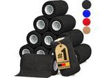 HUND IST KÖNIG Verband selbstklebend, Selbstklebende Bandage für Mensch & Tier (12 Stk) schwarz 10 cm, 47 m