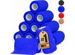 HUND IST KÖNIG Verband selbstklebend, Selbstklebende Bandage für Mensch & Tier (12 Stk) blau 10 cm, 47 m