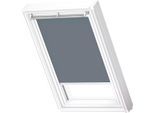 Verdunklungsrollo VELUX "DKL 4581SWL, Farbe: blaugrau", blau (blaugrau, weiß), P10, stufenlos positionierbar, Polyester, Rollos, weiße Führungsschienen & Griffleiste