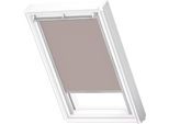 Verdunklungsrollo VELUX "DKL 4580SWL, Farbe hell taupe", beige (helltaupe, weiß), C02, stufenlos positionierbar, Polyester, Rollos, Verdunklungsrollo, weiße Führungsschienen & Griffleiste