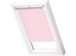 Verdunklungsrollo VELUX "DKL 4659SWL, Motiv: Kids Rosa Sterne", rosa (kids rosa sterne, weiß), PK06, stufenlos positionierbar, Polyester, Rollos, Verdunklungsrollo, weiße Führungsschienen & Griffleiste