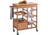 Küchenwagen HOME AFFAIRE "Bamboo", braun, B:38cm H:84cm T:66cm, Bambus, Rollwagen, Küchenwagen, auf Rollen