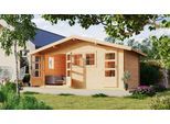 Gartenhaus KARIBU "Lagor 2", beige (naturbelassen), ohne Fußboden, ohne Dacheindeckung, Holzwerkstoff, Gartenhäuser, Gartenhaus, 38mm, 2 Raumhaus aus hochwertiger nordischer Fichte