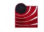 Grund Bidet-Vorleger , Rot , Textil , Wellen , rechteckig , 60x60 cm , Oeko-Tex® Standard 100, Made in Europe , rutschfest , Heimtextilien, Badtextilien, Badematten