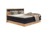 Valnatura Boxspringbett , Schwarz, Eichefarben , Textil , Eiche , massiv , H2 + H3 , 7-Zonen , Höhe ca. 17,5 cm , 160x200 cm , Fsc, Reach, Made in Eu , Bettkasten, Federkernmatratze, Stoffauswahl, Topper durchgehend, in verschiedenen Größen erhältlich, Matratze in verschiedenen Härtegraden erhältlich , Holzmöbel, Holzbetten, Boxspringbetten Holz