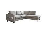 Mid.you Ecksofa , Grau , Textil , Eiche , Füllung: Schaumstoffflocken , Ottomane rechts, L-Form , 233x198 cm , Made in EU, Oeko-Tex® Standard 100 , Liegefunktion , Wohnzimmer, Sofas & Couches, Wohnlandschaften, Ecksofas