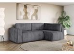 Ecksofa INOSIGN "Zacharia wahlweise Schlafsofa mit Bettkasten, B/T/H 250/166/86 cm", grau, B:250cm H:86cm T:166cm, 100% Polyester, Sofas, L-Form mit Wellenunterfederung, Ottomane rechts oder links bestellbar