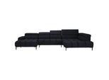 Welnova Wohnlandschaft , Schwarz , Textil , Uni , U-Form , 385x216 cm , Made in Eu , Typenauswahl, Stoffauswahl, seitenverkehrt erhältlich, Hocker erhältlich , Wohnzimmer, Sofas & Couches, Wohnlandschaften, Wohnlandschaften in U-Form