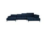 Welnova Wohnlandschaft , Dunkelblau , Textil , Uni , U-Form , 385x216 cm , Made in Eu , Hocker erhältlich, seitenverkehrt erhältlich, Stoffauswahl, Typenauswahl , Wohnzimmer, Sofas & Couches, Wohnlandschaften, Wohnlandschaften in U-Form