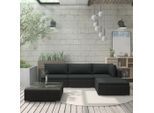 vidaXL 5-tlg. Garten-Lounge-Set mit Auflagen Poly Rattan Schwarz