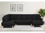 Wohnlandschaft HOME AFFAIRE "TRIPLO U-Form wahlweise mit Schlaffunktion, B/T/H: 310/192/90 cm", grau (graphit), B:310cm H:90cm T:192cm, 92% Polyester, 8% Nylon, Sofas, Wohnlandschaft, Schlafsofa, auch mit Bettkasten, Steppung im Rückenkissen