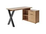 Livetastic Eckschreibtisch , Eichefarben , Metall , 1 Schubladen , rechteckig , X-Form , 95x76x140 cm , Kabeldurchlass, Stauraum, seitenverkehrt montierbar, in verschiedenen Holz-Dekoren erhältlich , Büromöbel, Schreibtische, Eckschreibtische