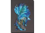 Perlen-Stickbild "Blue-Gold Fisch", 27 x 39 cm
