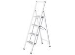 Trittleiter WENKO "Modell Alu-Design", grau (weiß, grau), B:44cm H:153cm, Aluminium, Kunststoff, Leitern, Klapptritt Leiter, rutschsichere XXL-Stufen, klappbar, bis 150 kg