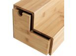 WENKO Aufbewahrungssystem »Bambus Treppe«, (1 tlg.), Küchenregal mit 2 Stufen und Schublade, ideal für die Arbeitsplatte