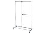 Kleiderständer WENKO "Modell Profissimo", silber (silberfarben, schwarz), B:116cm H:188cm T:49cm, Metall, Polypropylen, Garderobenständer, Kleiderständer, Garderobenständer mit 4 Rollen und verstellbaren Kleiderstangen