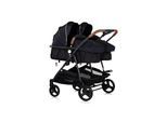 Chipolino Geschwisterkinderwagen Duo Smart klappbar umbaubar verstellbar Fußsack schwarz beige