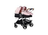 Chipolino Geschwisterkinderwagen Duo Smart klappbar umbaubar verstellbar Fußsack pink