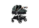 Chipolino Geschwisterkinderwagen Duo Smart klappbar umbaubar verstellbar Fußsack tannengrün
