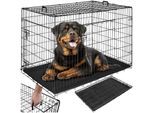 tectake® Hundekäfig-Gitterbox, klappbar, mit 2 Tragegriffen, 2 große Türen mit Doppelverriegelung, herausnehmbarer Boden, abgerundete Ecken