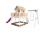 Ambia Garden Spielturm , Braun, Lila, Weiß , Holz, Kunststoff , 541x291x277 cm , EN 71, CE, FSC 100% , Freizeit & Co, Gartenspielzeug, Spieltürme