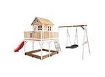 Ambia Garden Spielturm , Braun, Rot, Weiß , Holz , Hemlocktanne , 613x291x277 cm , EN 71, CE, FSC 100% , Freizeit & Co, Gartenspielzeug, Spieltürme