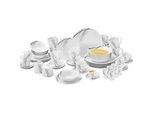 Novel Kombiservice , Grau, Schwarz, Weiß , Keramik , 62-teilig , Streifen , 190 ml,190 ml,220 ml,270 ml,90 ml,420 ml,430 ml , Lfgb , lebensmittelecht , Geschirr, Geschirrsets, Kombiservice