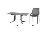 Siena Garden Gartengarnitur , Grau , Metall, Kunststoff, Holzwerkstoff , 5-teilig , 90x81x160 cm , Gartenmöbel, Gartengarnituren