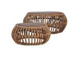 vidaXL Couchtische 2 Stk. Natur Rattan