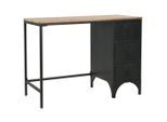vidaXL Einzelsockel Schreibtisch Massivholz und Stahl 100x50x76 cm