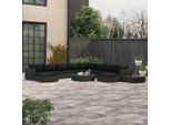 vidaXL 12-tlg. Garten-Lounge-Set mit Auflagen Poly Rattan Schwarz
